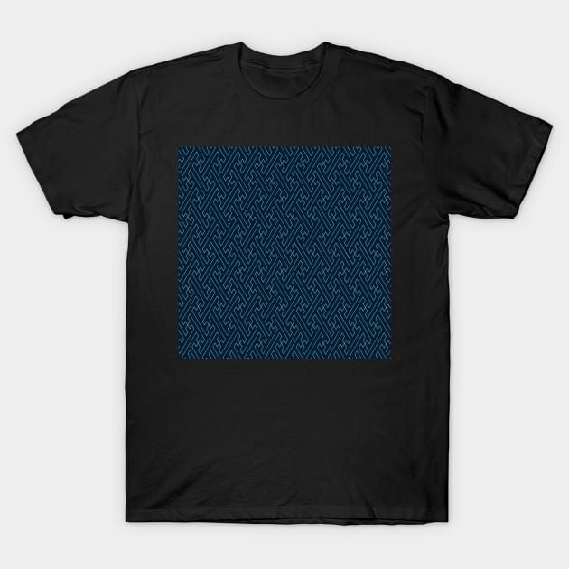 Traditional Japanese Sayagata Geometric Pattern in Navy/Indigo T-Shirt by Charredsky